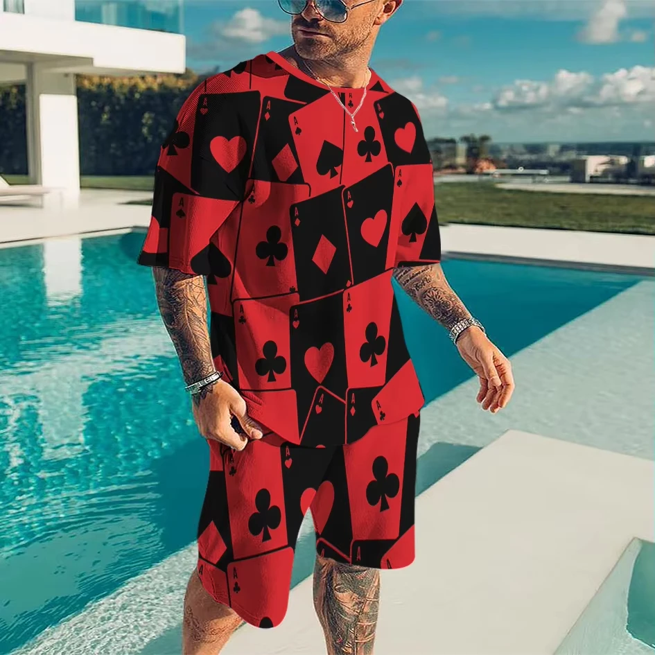 New Summer Men's Suit Oversized Clothes Two Pieces Set Vintage Casual Streetwear 3D Printed Beach Set Men Tshirt Shorts Outfits