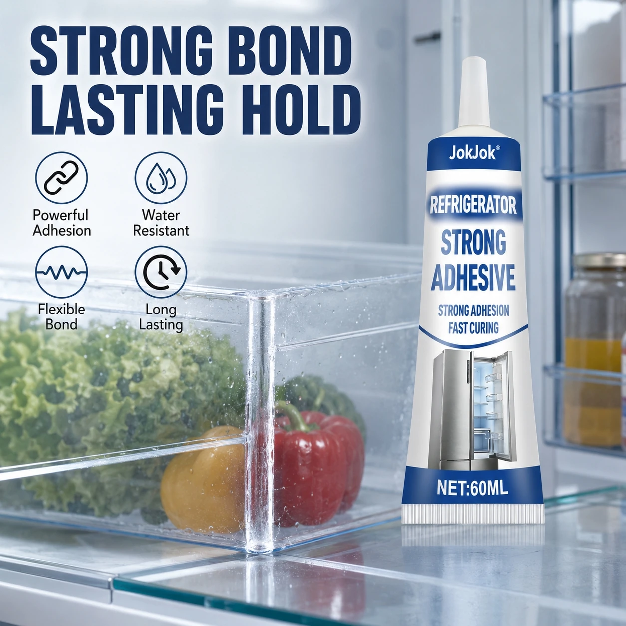 Refrigerator Drawer Repair Glue, Fast Drying, Transparent Glue For Fridge Shelf Tray Seal, Multi Surface Home Repair