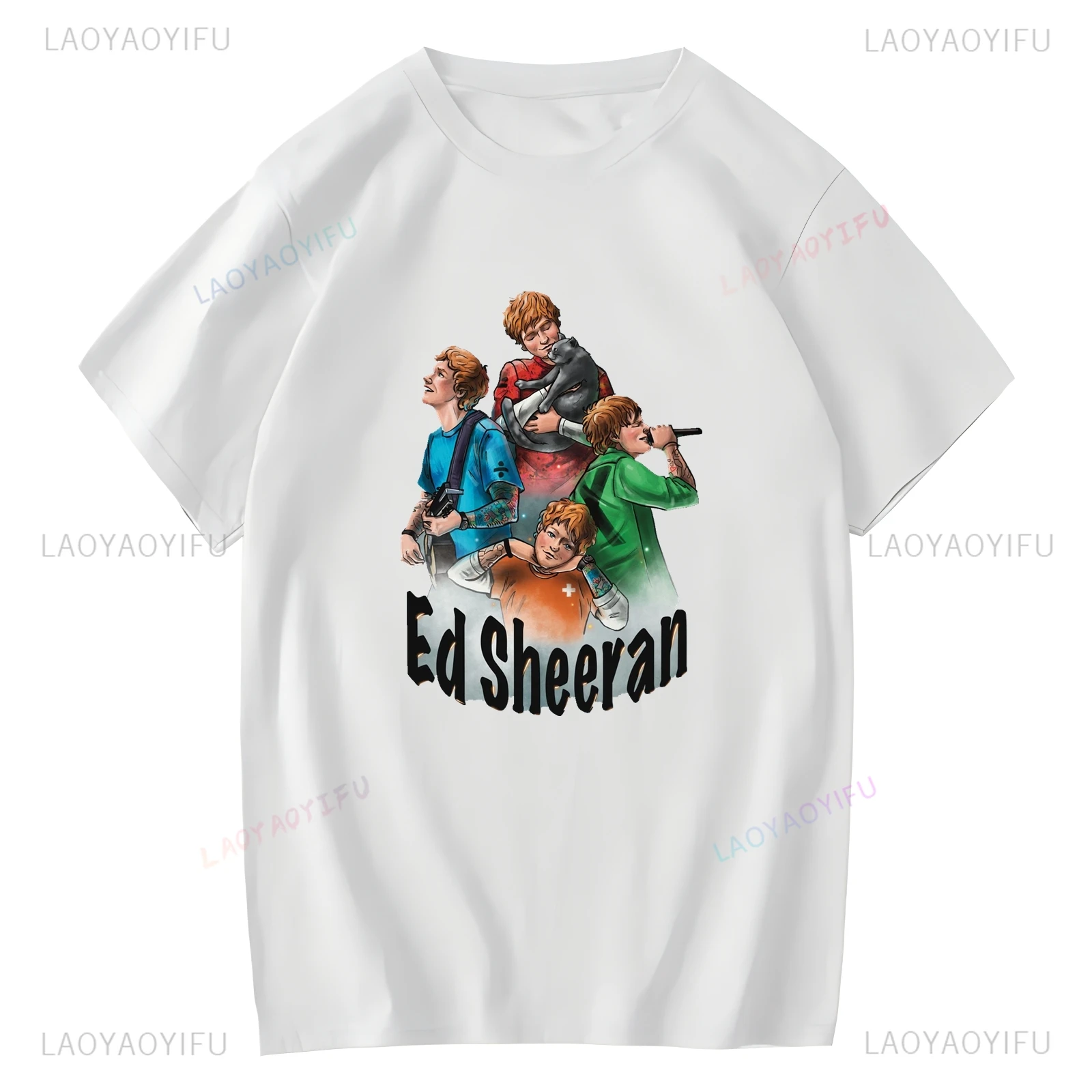 2024 Singer ED SHEERAN Poster Print Fashion Shirt, Unisex Spring/summer Everyday Street Fashion Casual Short-sleeved T-shirt