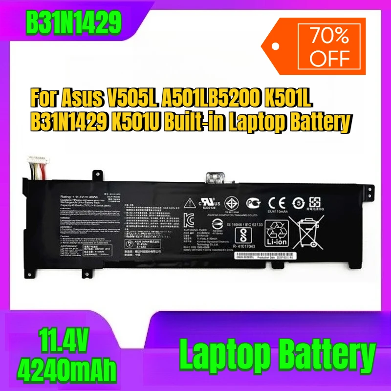 

11,4 В 4240 мАч для Asus V505L A501LB5200 K501L B31N1429 K501U Встроенный аккумулятор для ноутбука