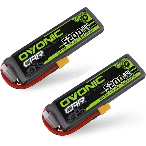 Ovonic LiPo battery 2s 5200mAh battery 7.4V 80c battery with xt60 plug hard case for 1/8 1/10 RC vehicles car slash RC buggy Tru