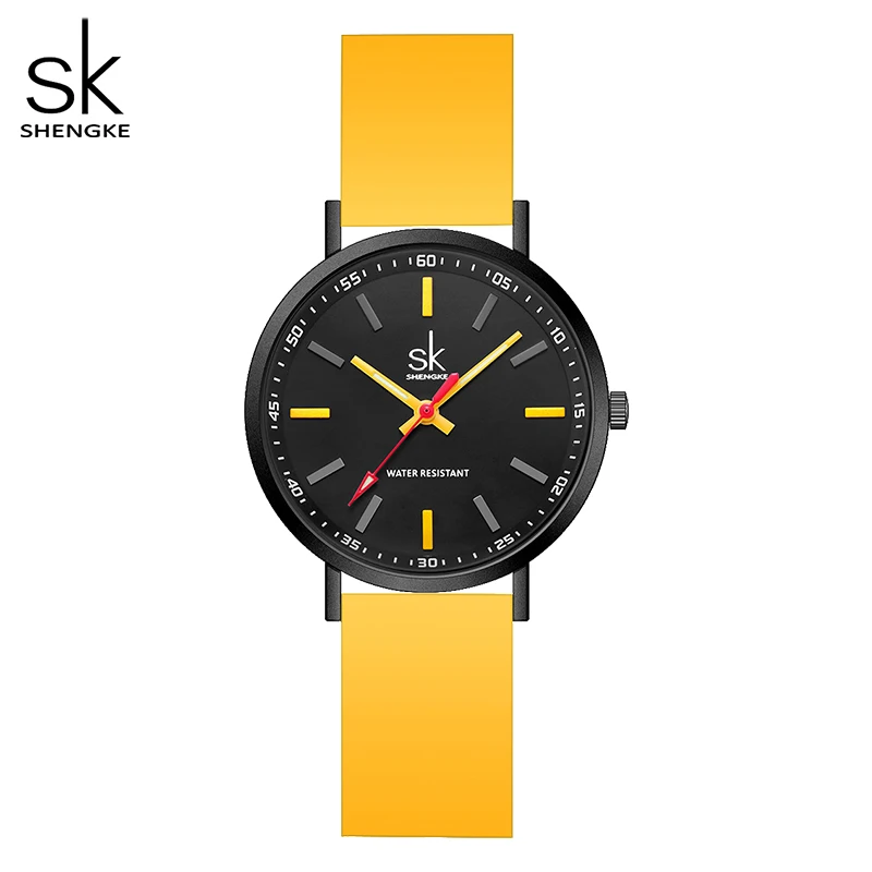 SHENGKE Women Fashion Silicone Strap Watches New Clock For Woman SK Quartz Wristwatches Original Ladies Watch Relogio Feminino