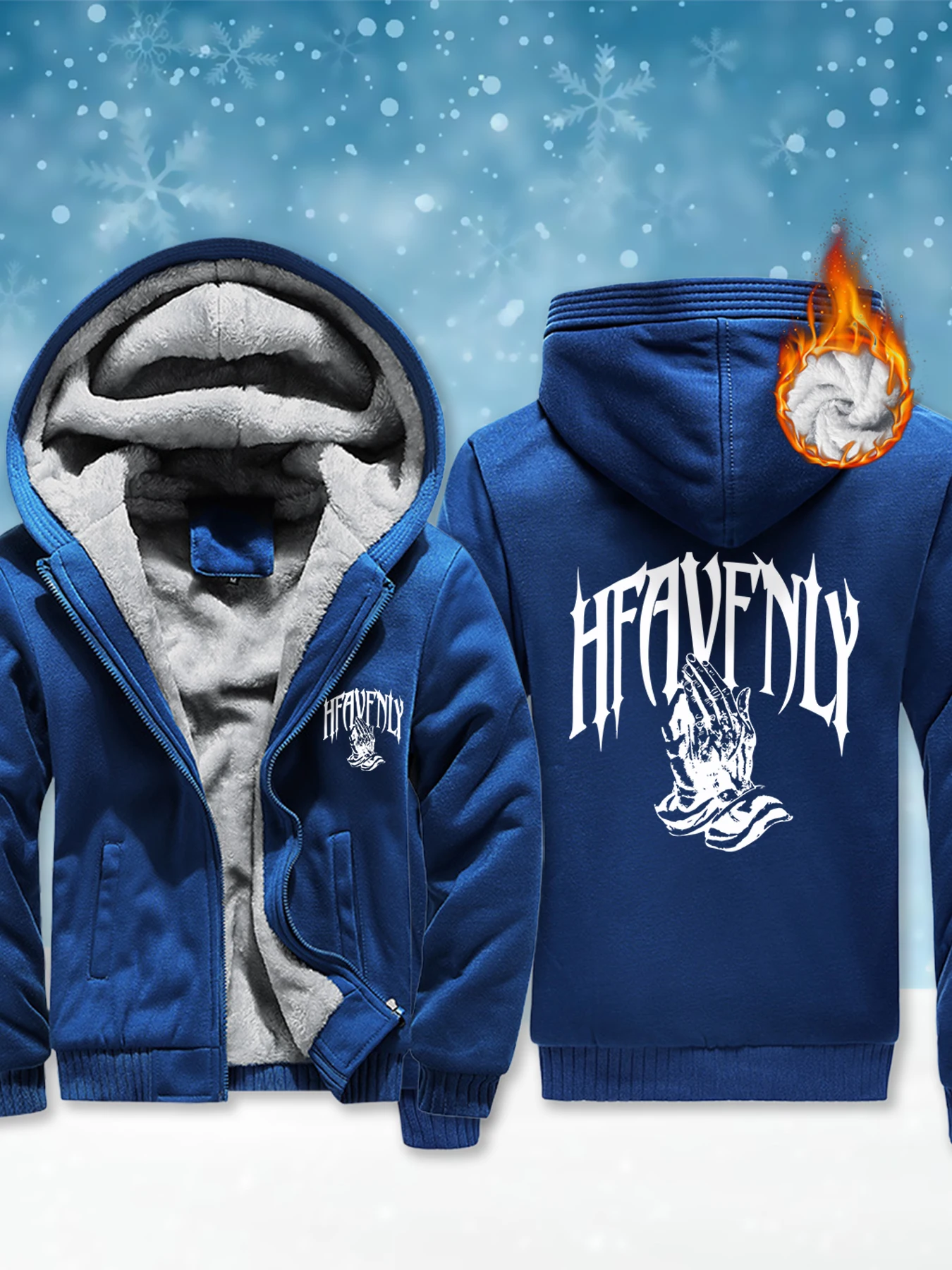 

Hfavfbly Prayer Gesture Creative Printed Man's Clothing Outdoor Winter Streetwear Soft Fleece Jacket Fashion Zipper Hoodies