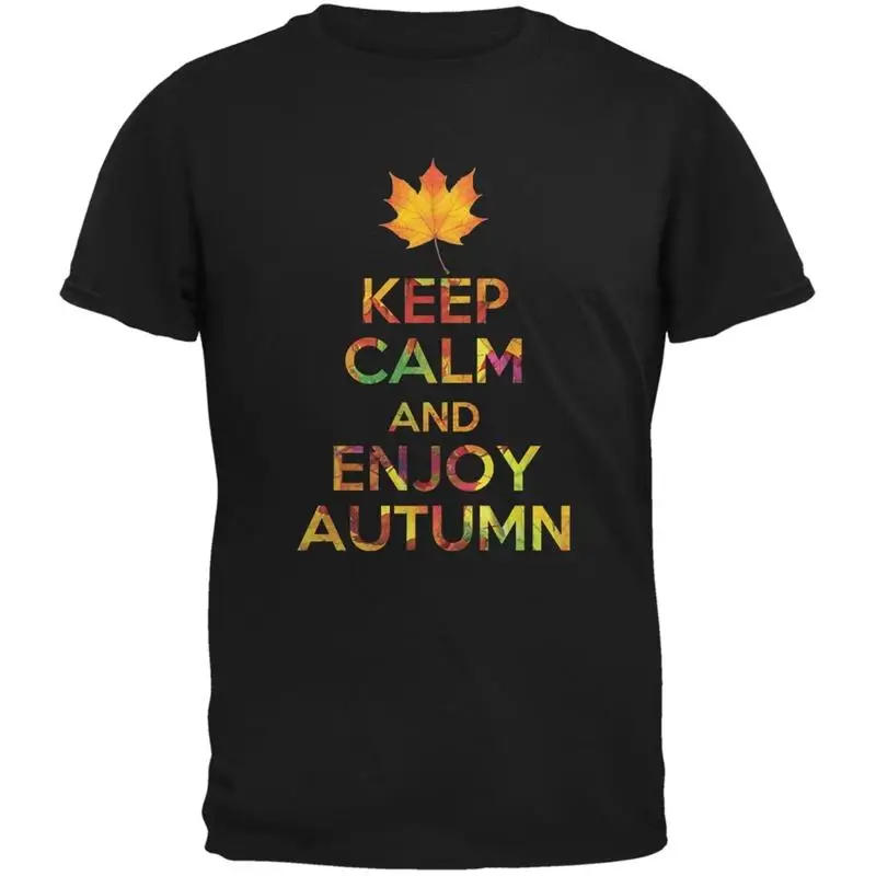 

Keep Calm Enjoy Autumn Fall Черная футболка для взрослых