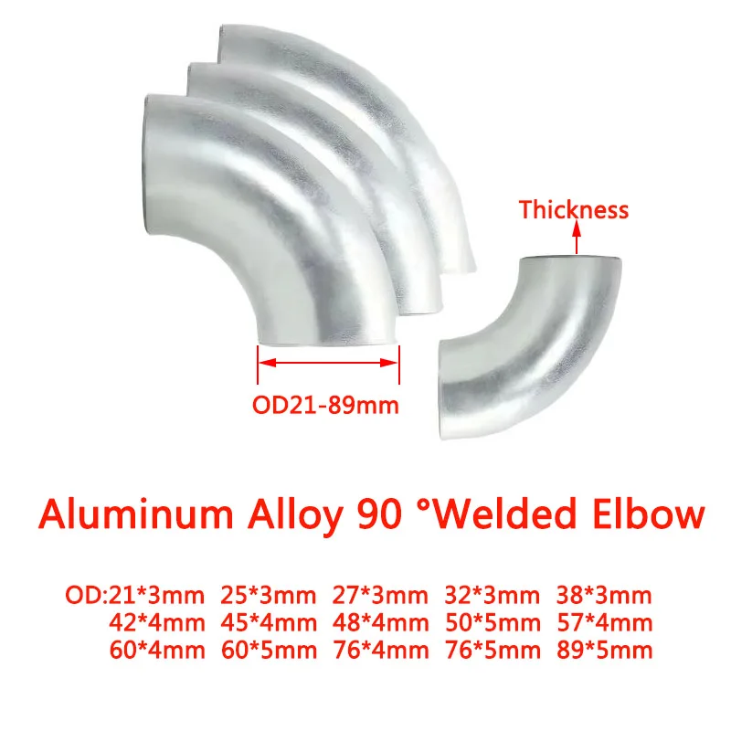 Aluminum Pipe Elbow 90 Degree Industrial-grade Alloy Seamless Elbow Welded Aluminum Alloy Connector Fittings Multiple Models