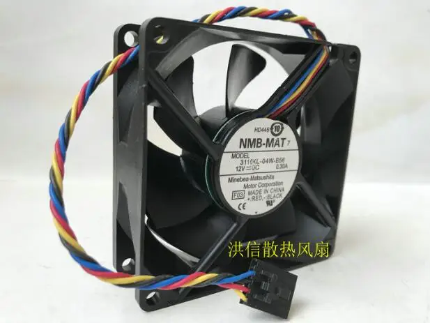 Original 3110KL-04W-B56 12V 0.30A 8025 4-wire PWM speed-controlled 8CM fan