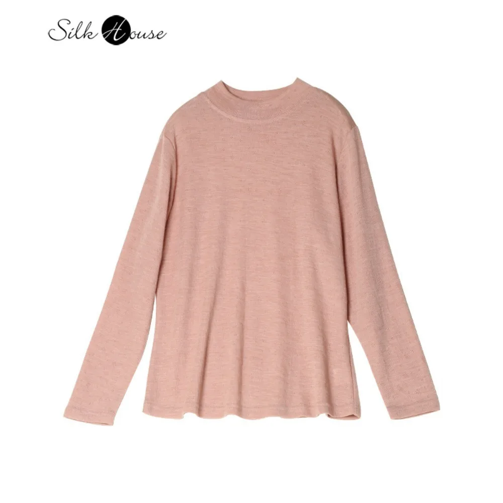 

2025 Women's Fashion Autumn and Winter New Clothing 100% Ultra-fine Wool Semi High Neck Long Sleeved Warm Knitted Sweater
