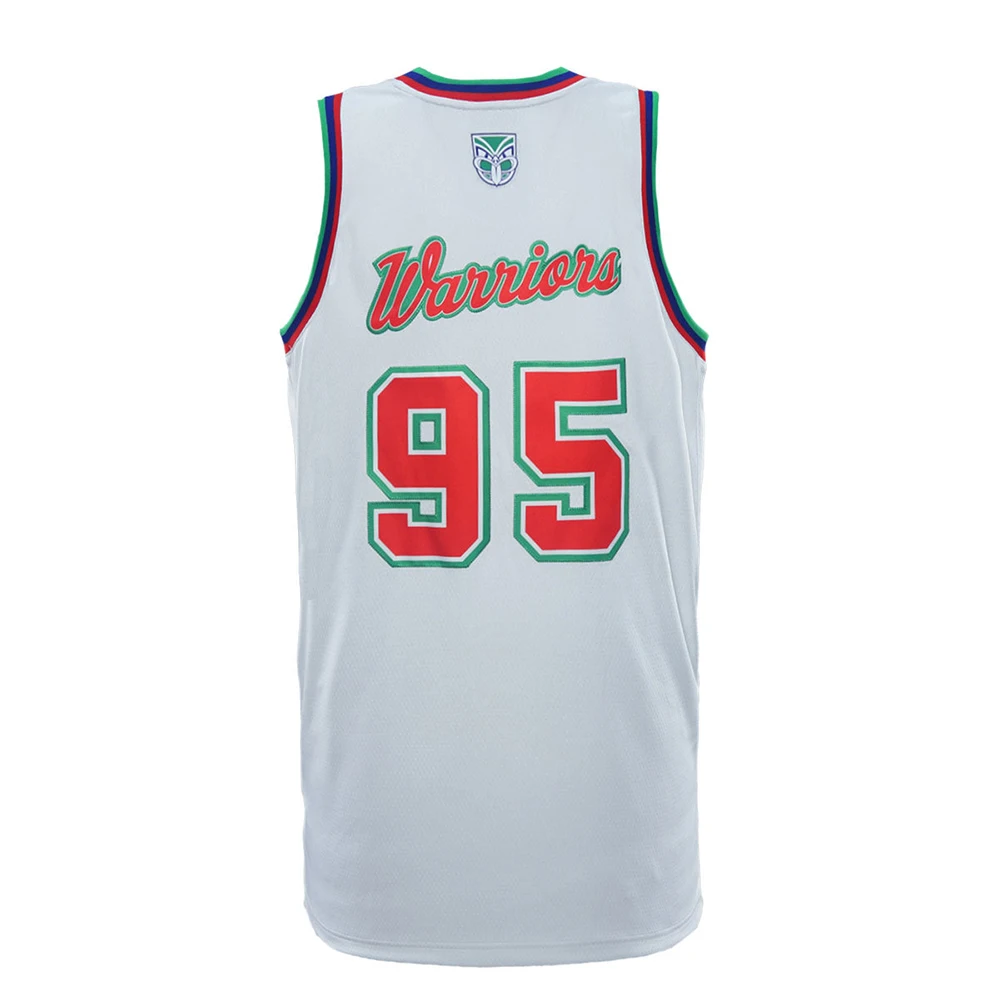 Männer Frauen Kinder NRL New Zealand Warriors 95 # Weißes Retro-Basketball-Tanktop für Herren, ärmellos, Sport-Trainings-Fan-Jersey – Detail 5