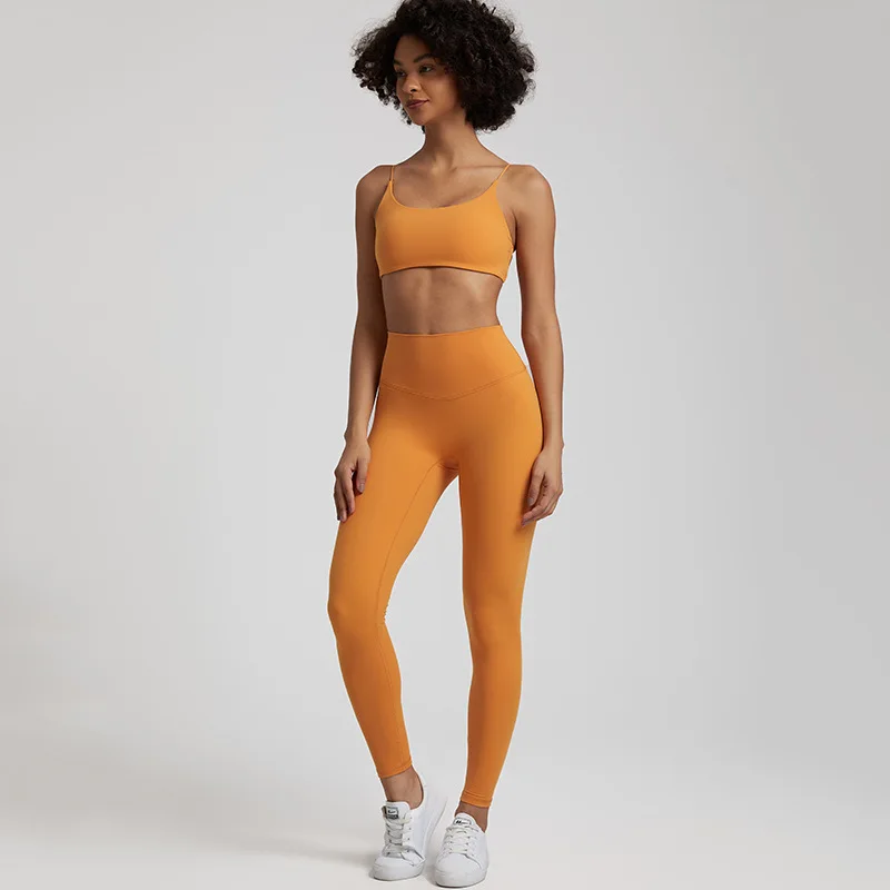 2PCS Buttery Soft Workout Set for Women Backless Sports Bra + High Waist Yoga Leggings Matching Gym Fitness Clothes Suit