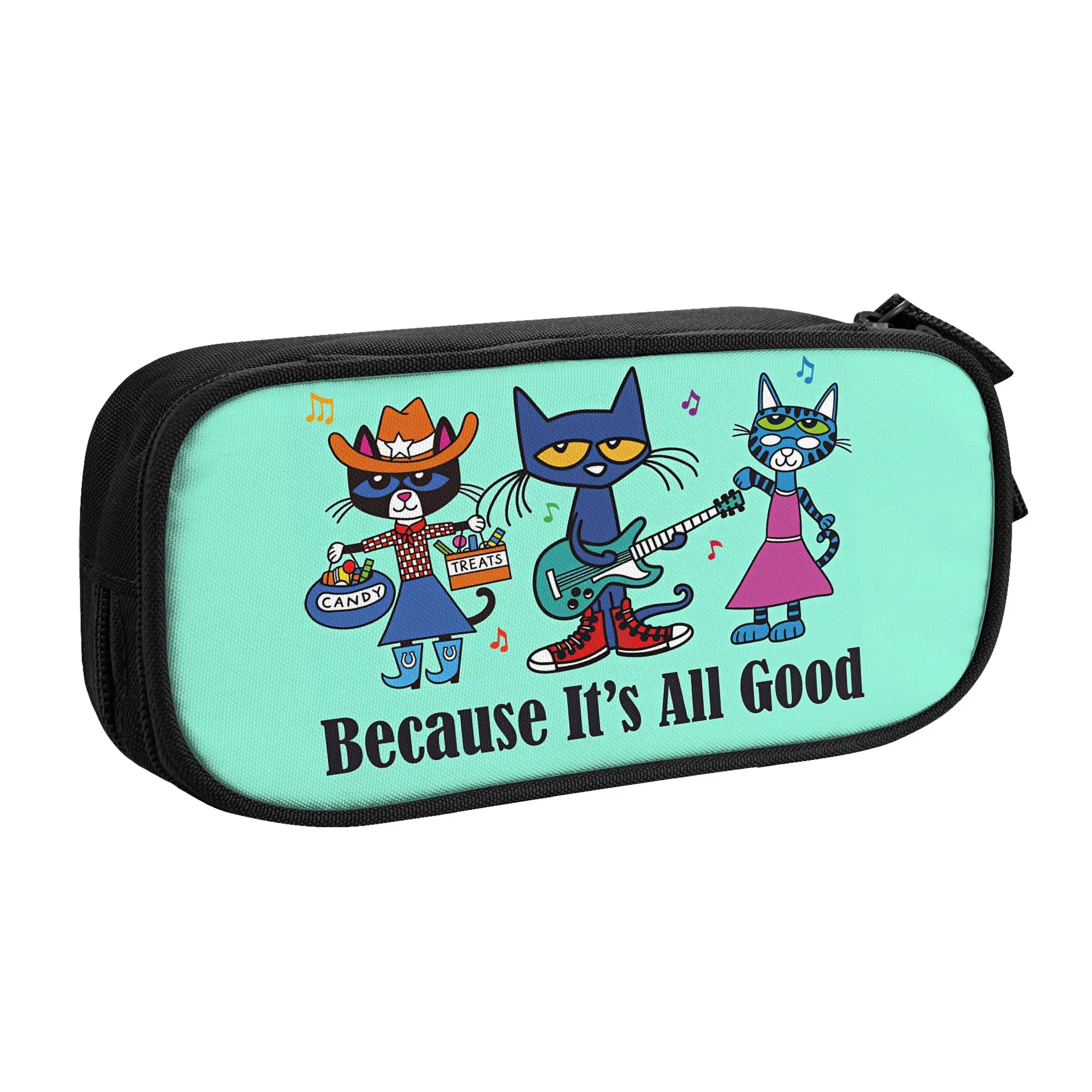 petes the cat band Poster Pencil Case  Canvas Pencil Bag Boy Girl Retro Portable School Pencil Cases Supplies