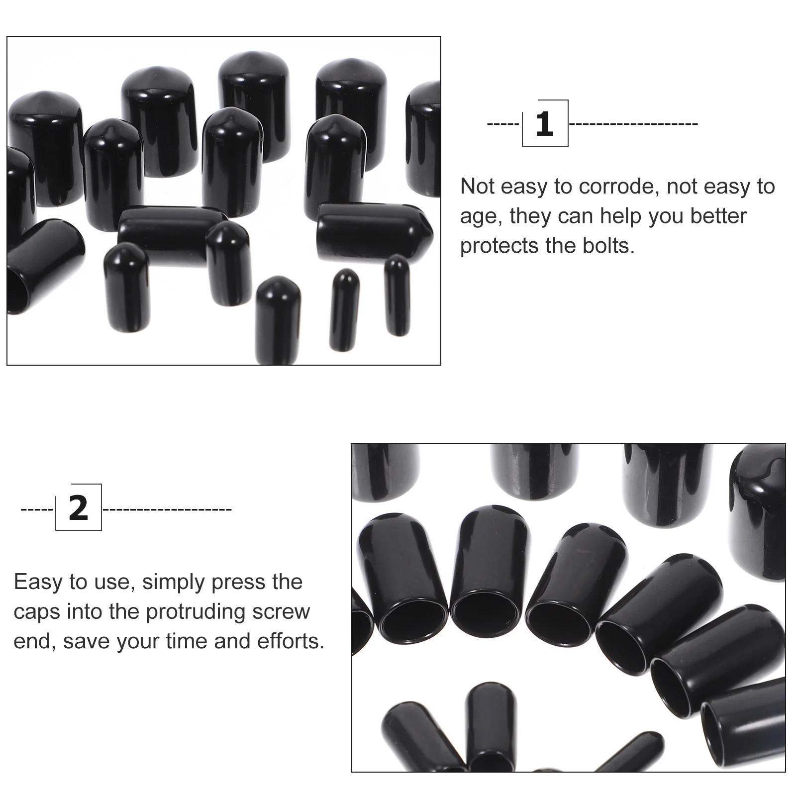 400 Pcs Rubber Screw Caps Round End Covers Bolt Ends Protectors Assortment Kit Rustproof Flexible Practical