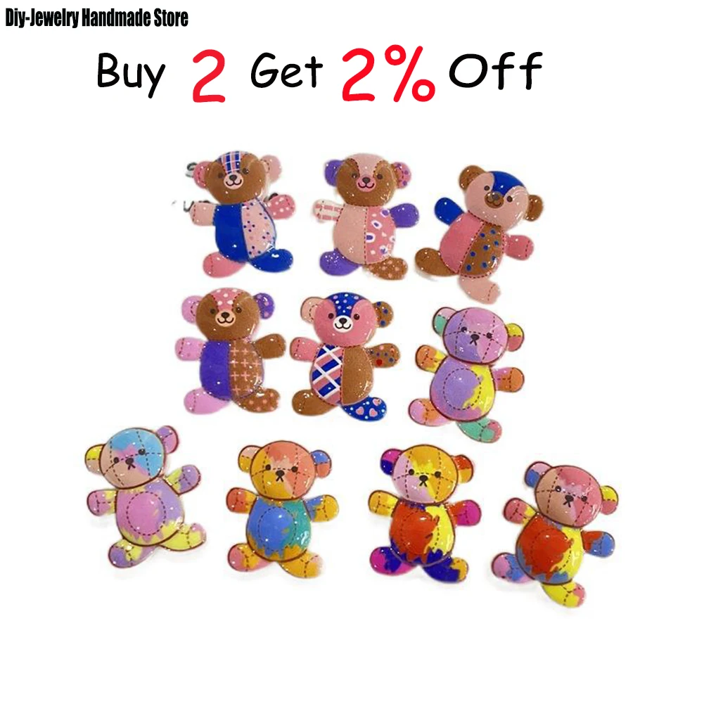 20pcs/lot 21x24mm Resin Colorful Mini Bear Pendant For Jewelry Making Finding Supplies Diy Necklace Chains Accessories Wholesale