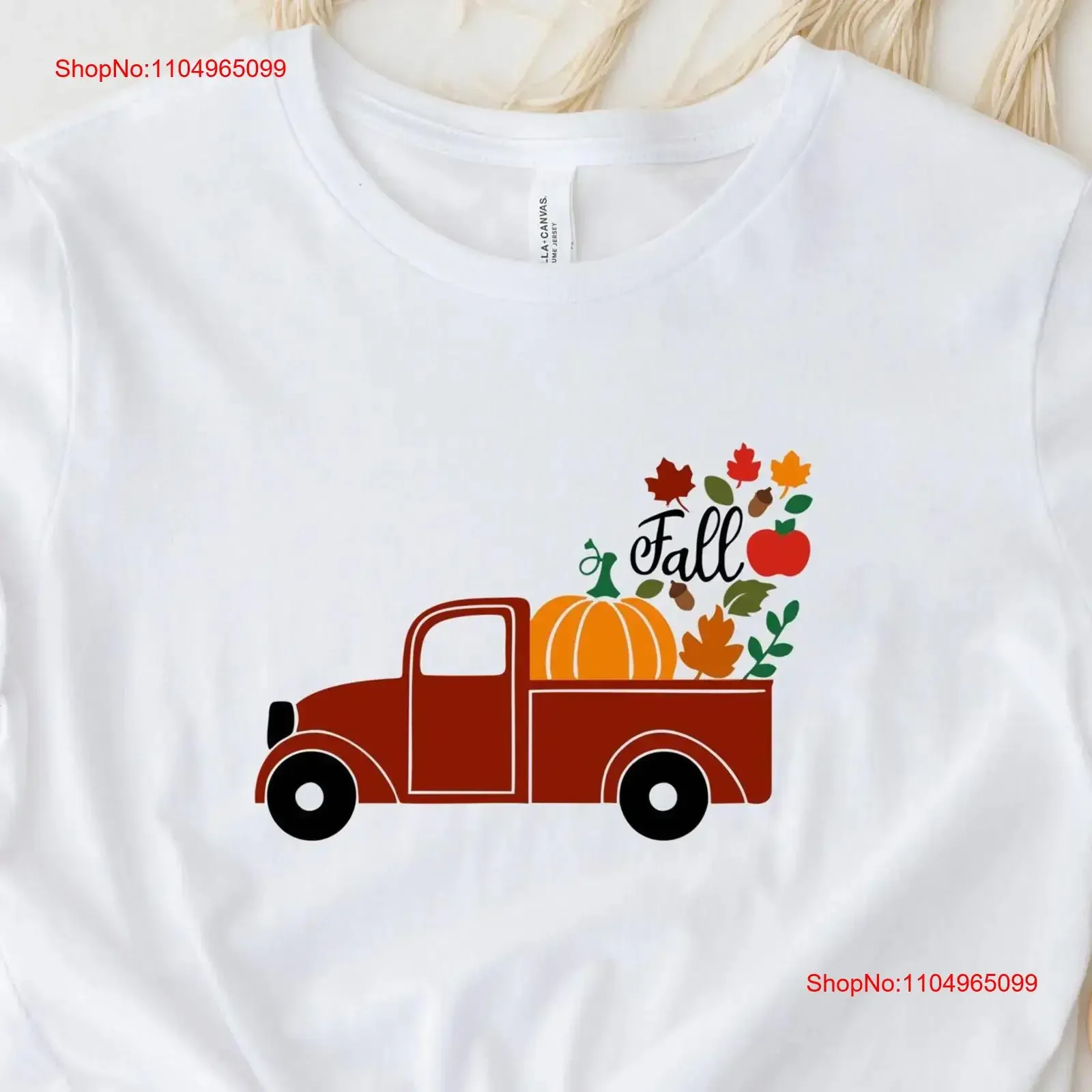 Fall truck shirt Pumpkin T happy Farm Fresh Family Gathering thanksgiving dinner red vintage Washed Versatile Unisex