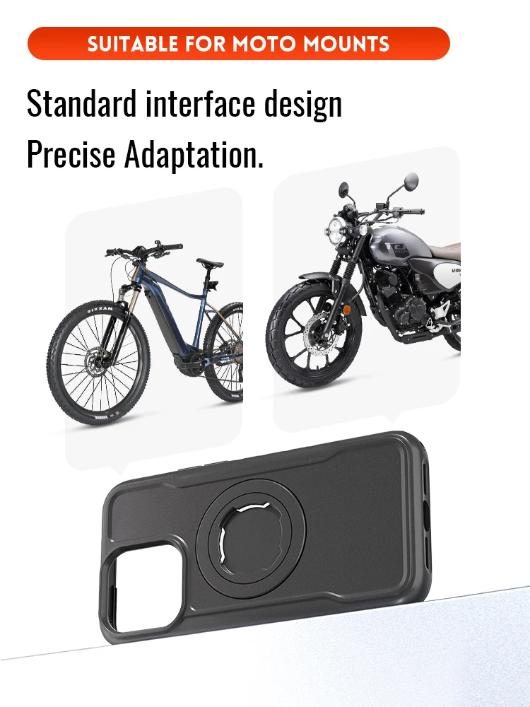 Magnetyczne etui odporne na wstrząsy do iPhone'a 17 16 15 14 Pro Max z systemem mocowania do uchwytu rowerowego/motocyklowego typu quad. — zdjęcie produktu 5