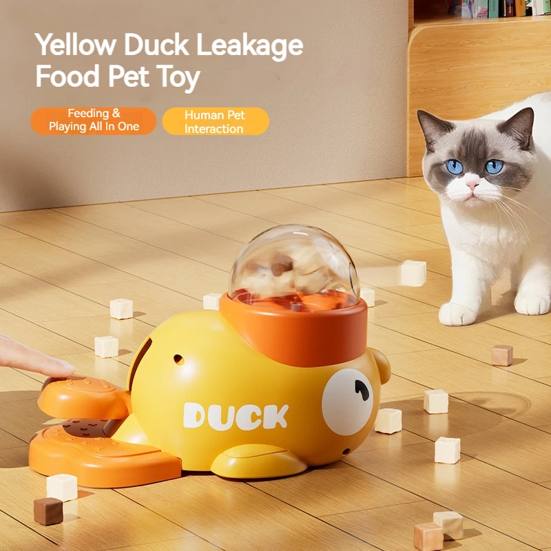 Duck Treat Dispenser Toy for Cats & Dogs Pet Slow Food Bowl Interactive Training Feeder Automatic Pet Food Dispensing Toy