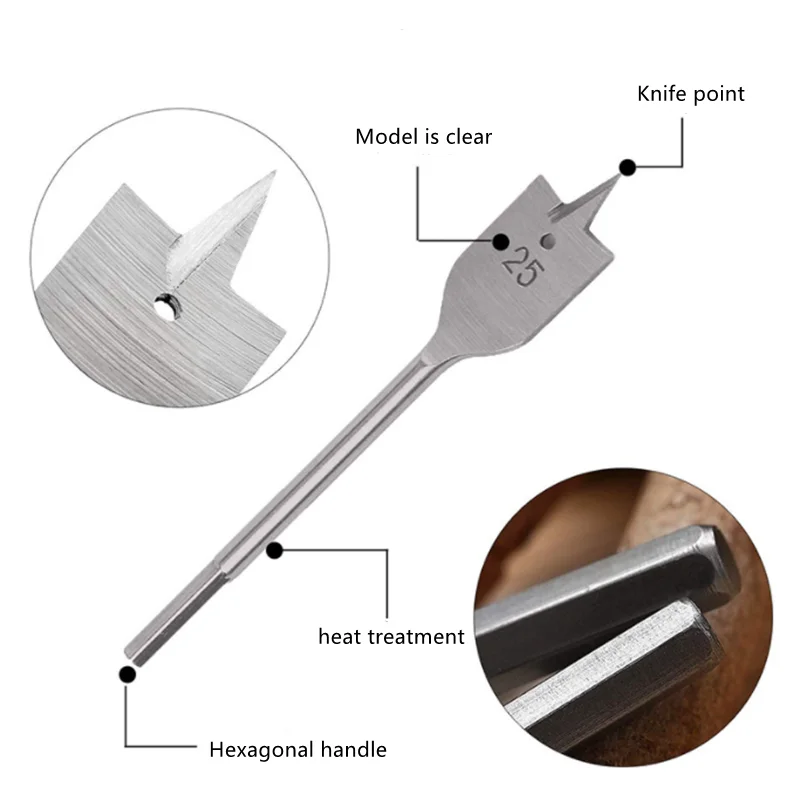 Imagem -03 - Hexagonal Handle Woodworking Flat Drill Usado para Perfurar Furos em Madeira e Plástico Lâminas 10.12.16.18.20.25 mm Pcs