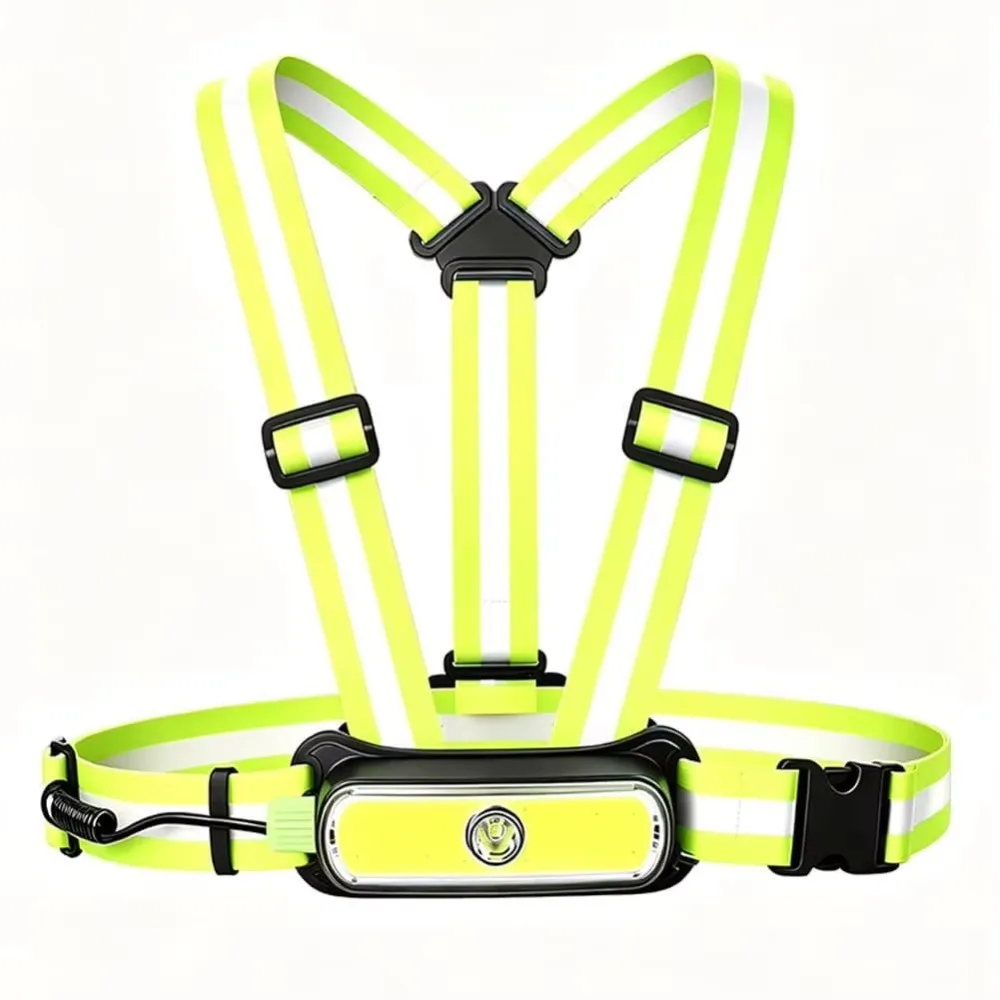 High Visibility Reflective Vest Night Work Lightweight Reflective Safety Jacket Adjustable Safety Reflective Vest with Light