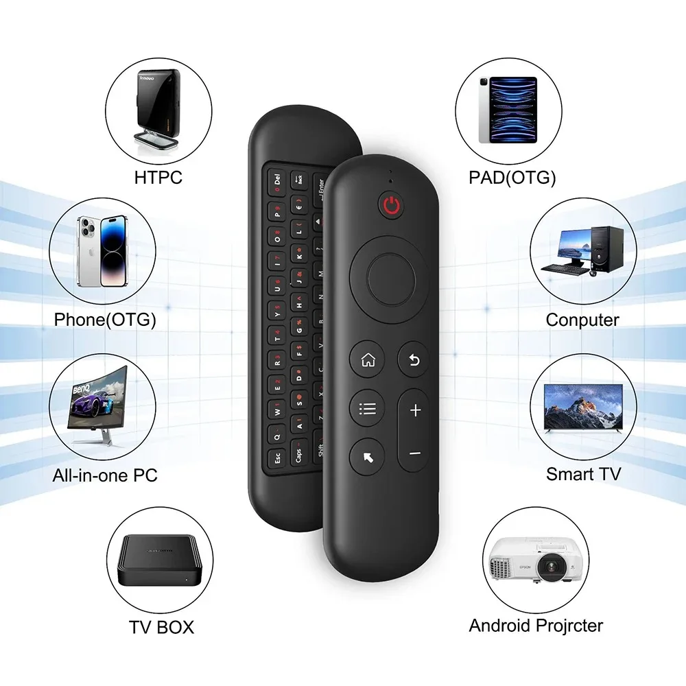 Controle remoto air mouse giroscópio de voz 7 cores retroiluminado mini teclado modo duplo 2.4g bt5.2 sem fio para android smart tv box pc