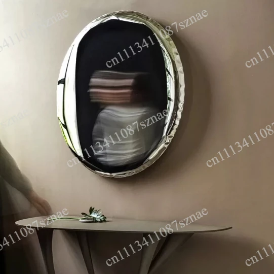 for Round Stainless Steel Decorative Mirror Light Luxury Style Living Room Wall-Mounted Mirror Electroplating Process Wall
