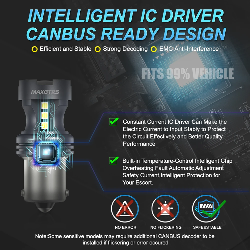 2x P21W BA15S LED Canbus 1156 BAY15D 1157 P21/5W Светодиодные лампы T20 W21W Автомобильные фары 6500K Белый Красный Стоп-сигналы Лампа заднего хода DRL