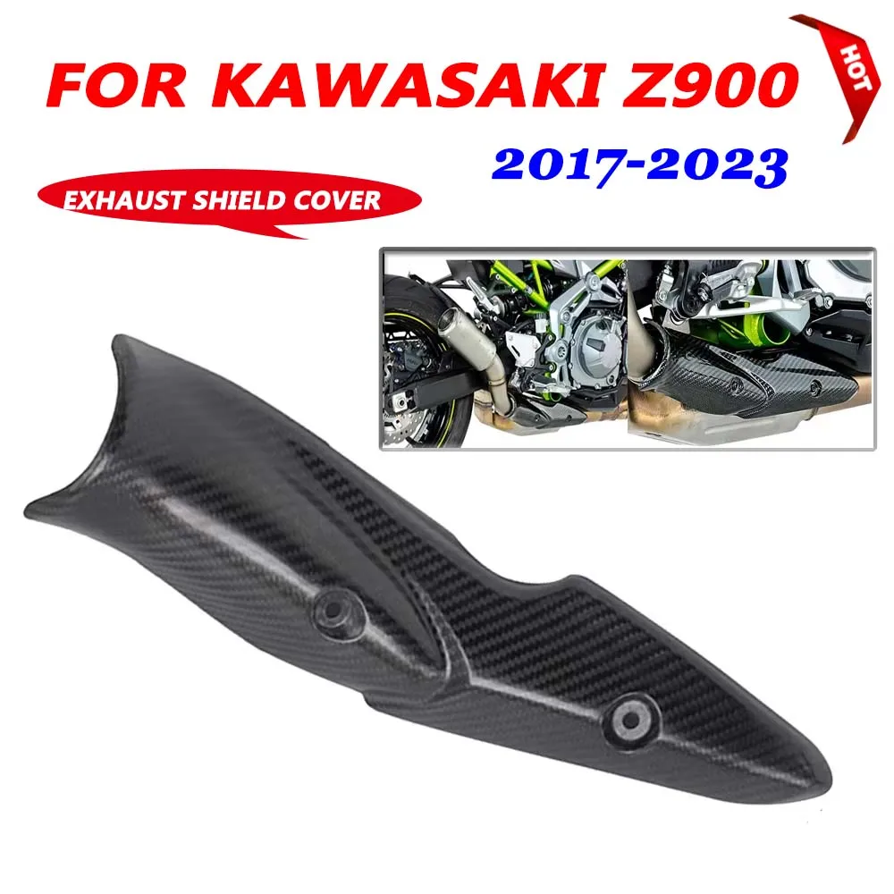 Motorcycle Exhaust Pipe Cover Carbon Fiber Anti-Scald Cap Heat Shield Guard Rustproof Shell For Kawasaki Z900 Z 900 2017-2023