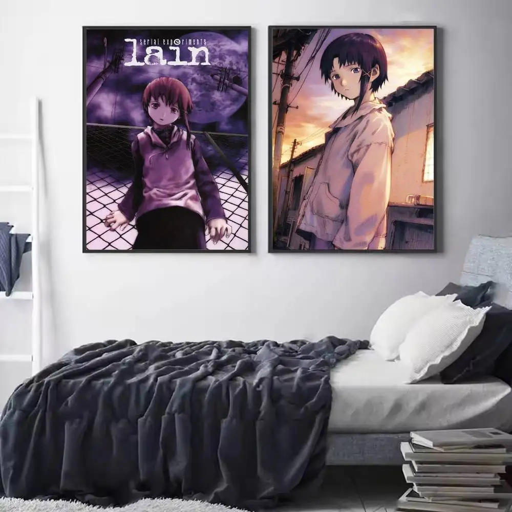 S-Serial Experiments L-Lain Poster HD Quality Wall Art Retro Posters For Home Room Wall Decor Self Adhesive