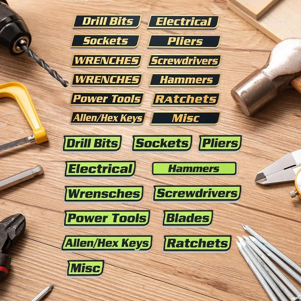 12 قطعة مجموعة ملصقات صندوق الأدوات المغناطيسي المحمول سهلة القراءة ثلاثية الأبعاد صندوق الأدوات المغناطيسي المنظم العلامات ملصقات الملحقات #2