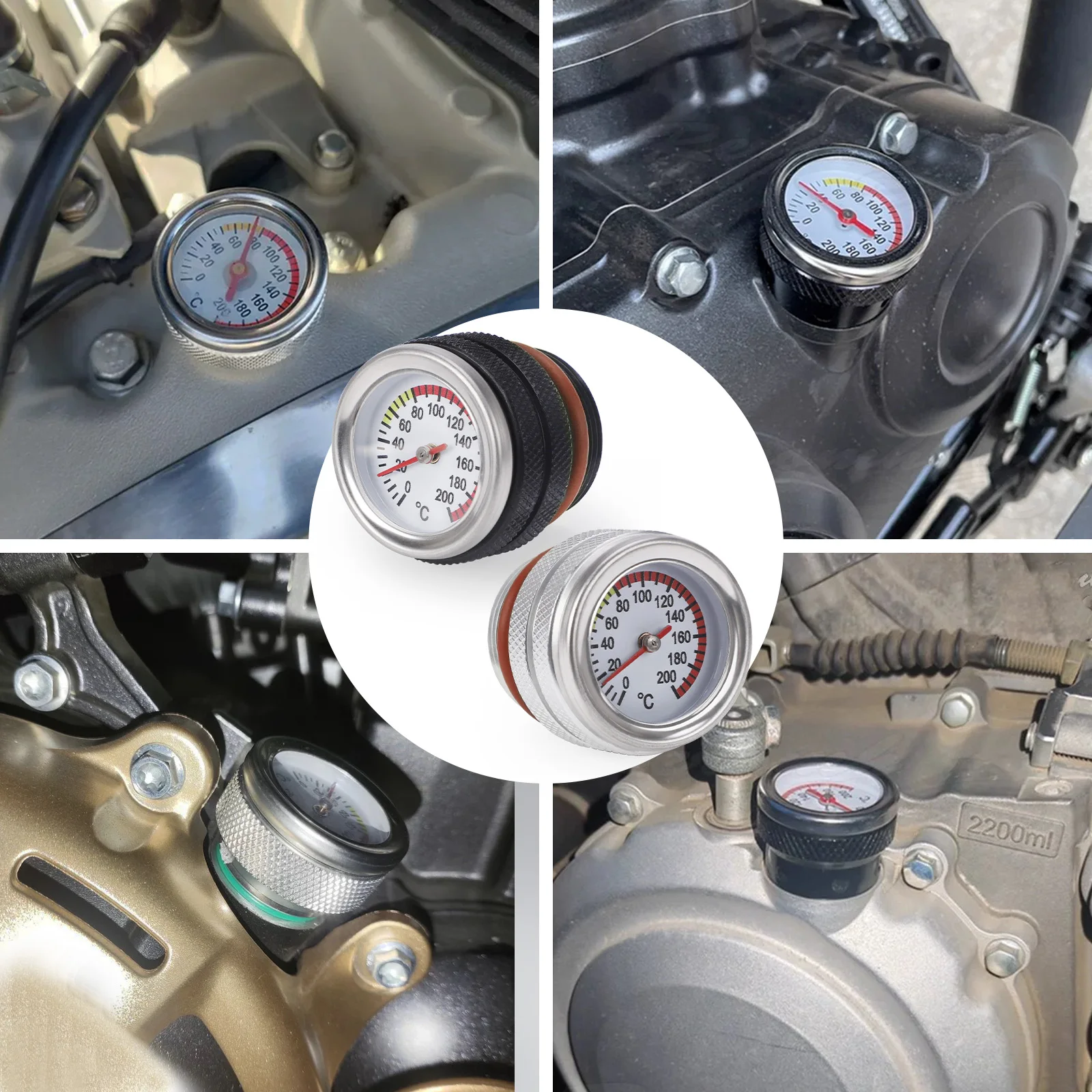 Motorrad Tankdeckel M30X1,5 Mit Öl Motor Temperaturanzeige Meter Öleinfülldeckel Motorrad Für Kawasaki 650 KLR 1987-1998 – Detail 4