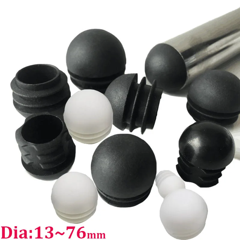 Round Pipe End Blanking Caps Non Slip Furniture Leg  Black/White Plastic Tube Insert Plug Decorative Dust Cover Floor Protector