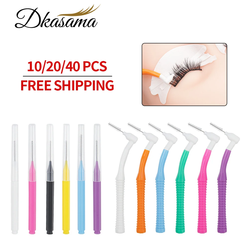 

Dkasama 10/20/40pcs Mini Eyebrow Brush Disposable Brow Perm Brush Bendable Micro Eyelash Brush Lash Extension Makeup Tools