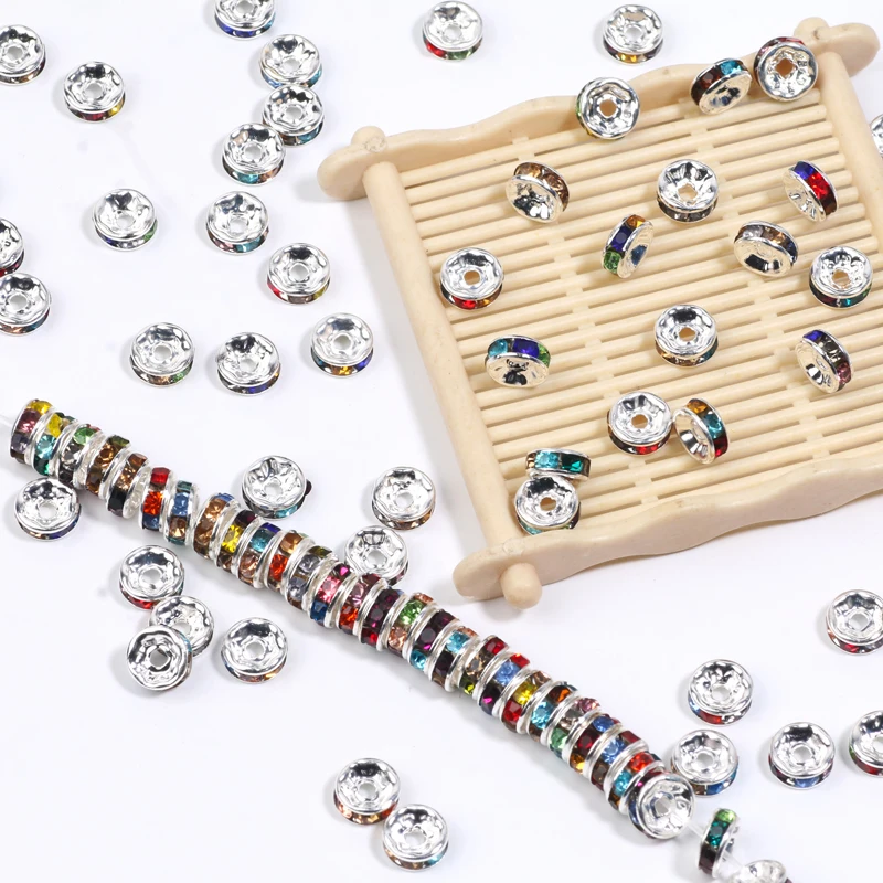  4-10 مللي متر 50 قطعة سبعة ألوان مختلطة حجر الراين خزر عازل DIY بها بنفسك أقراط صنع المجوهرات الملحقات #1