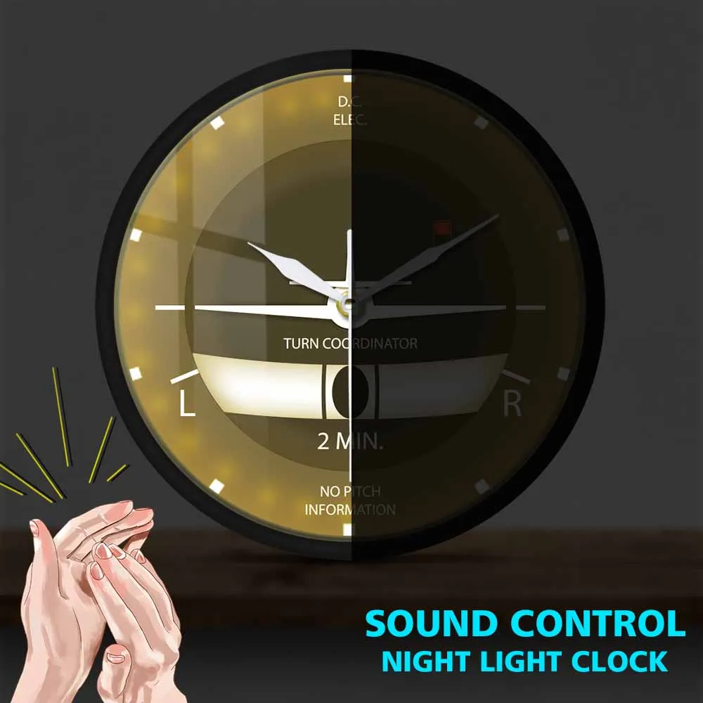 Turn Coordinator Aircraft Flight Instrument Modern Metal Frame Wall Clock Pilot Airplane Aviation Silent Wall Watch For Bedroom