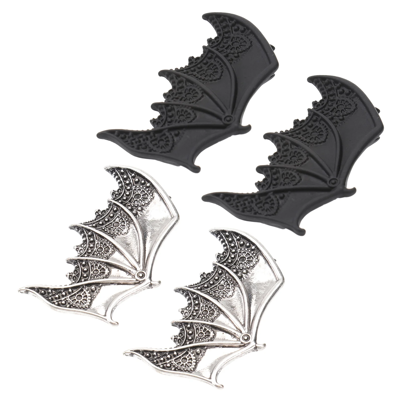 

2 Pairs Rhinestones Bat Hairpin Decor Clips Halloween Wings Headpiece Black Hairband Child