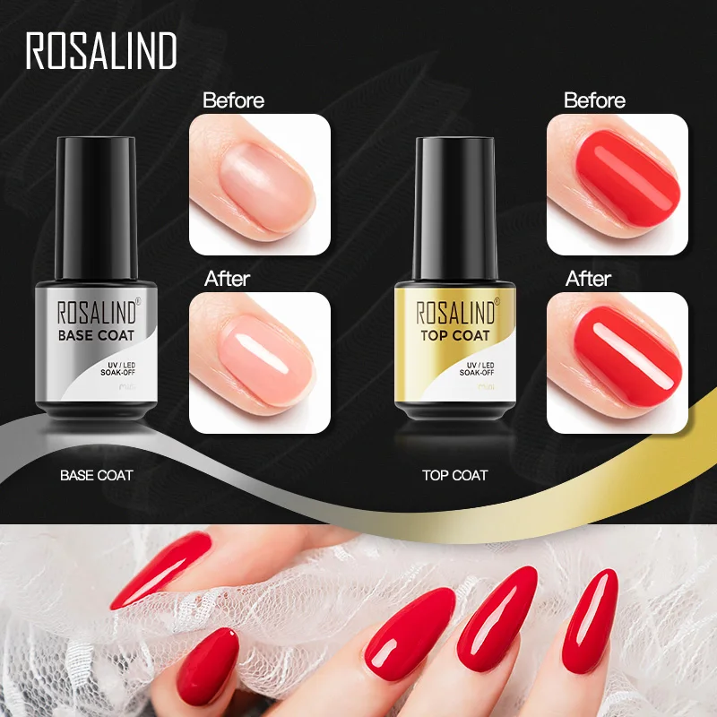 Rosalind Top Base Coat Gel Polish Uv Losweken Versterken 7Ml Vernis Semi Permanente Nail Art Manicure Gel Vernis primer Base Coat