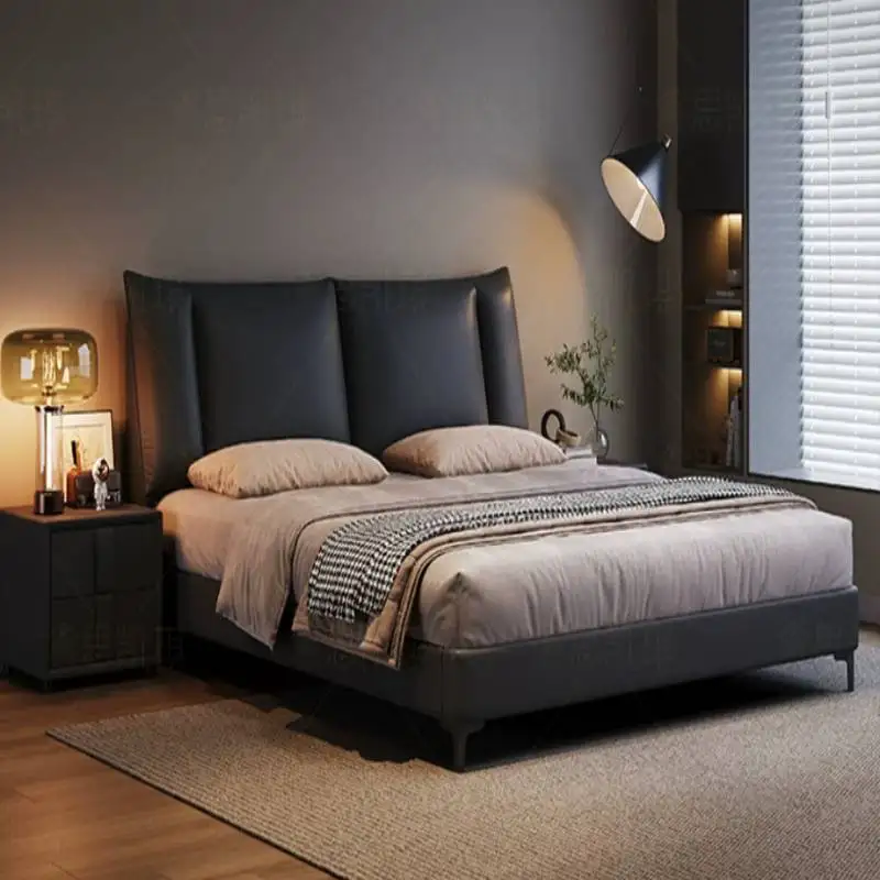 Black Oak Set Frame Bed Bedrooms Drawers Storage Style Modern Bed Double Solid Household Wood Cama Matrimoniales Furniture Home