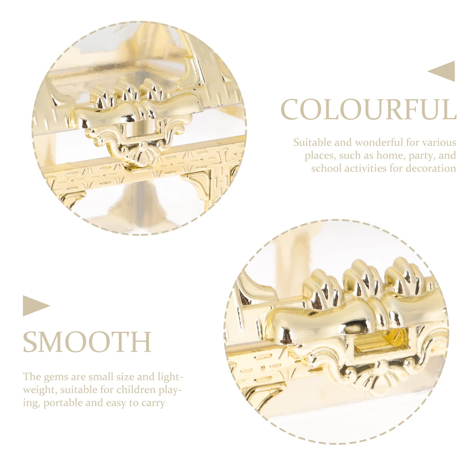 1 conjunto de caixa de tesouro infantil, acrílico colorido, conjunto de pedras preciosas falsas, leve, inquebrável, para crianças, artesanato artesanal, festa