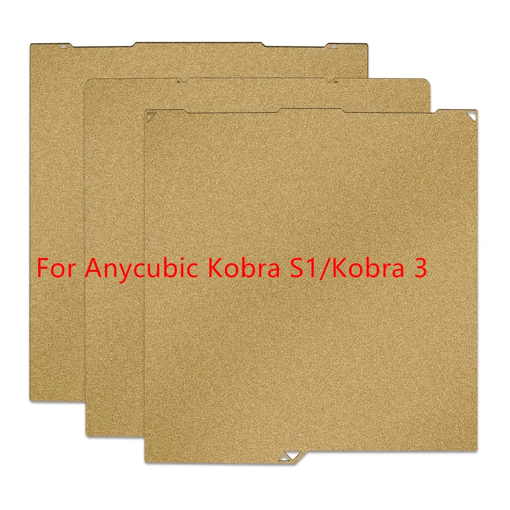 

PEI Build Plate for Anycubic Kobra S1/Kobra 3 264x276/256x268mm Double Sided Textured PEI Sheet Flexible Spring Steel Sheet
