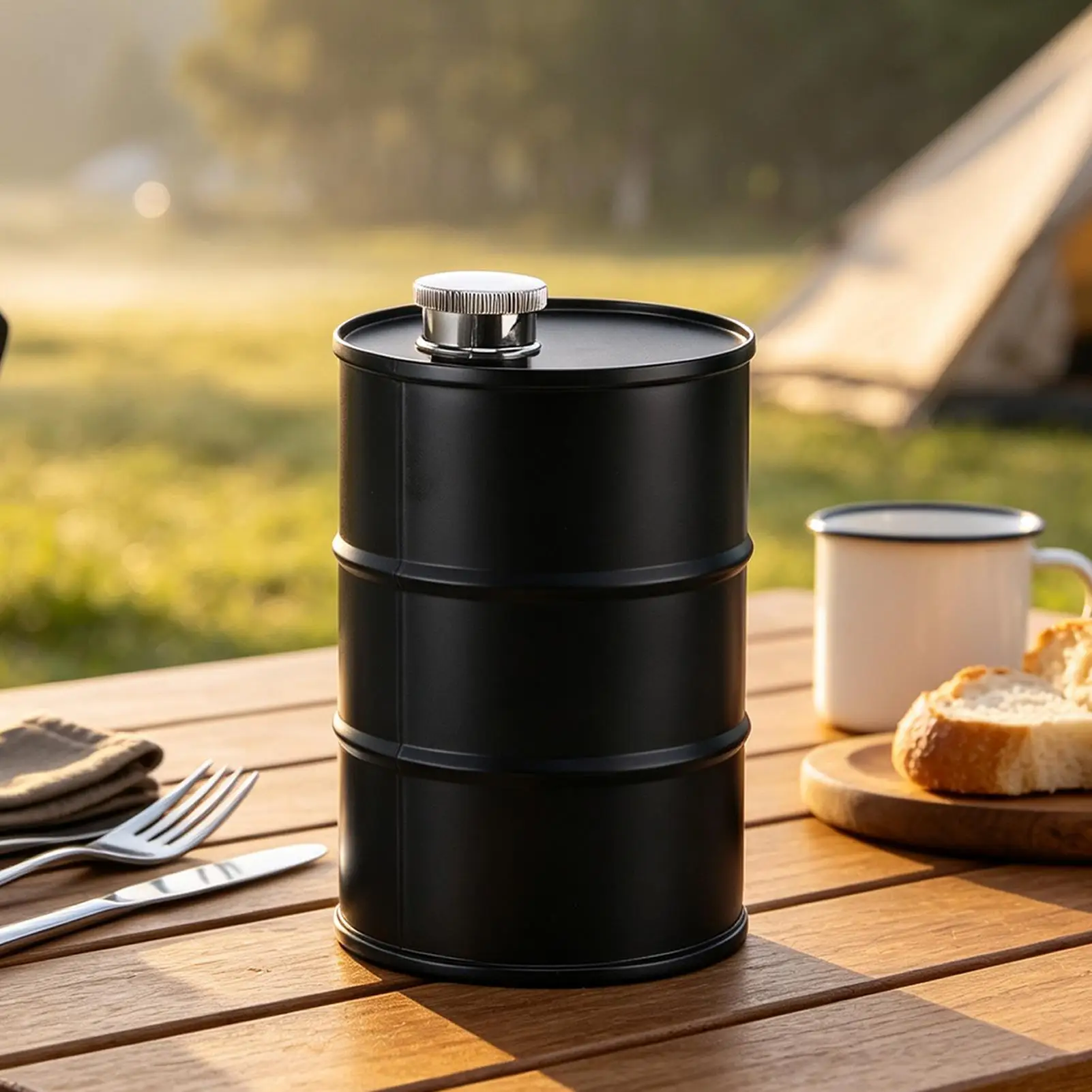 1Pc 25oz Water Bottle Oil Drums Shape Whisky Flagon Portable Stainless Steel Unique Cylinder Barrel Flagon Whisky Jug