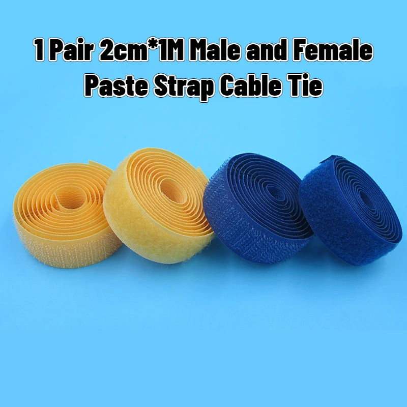 1 Pair 2cm*1M Male and Female Paste Strap Cable Tie for Sticking Model Batteries, Receivers, etc.