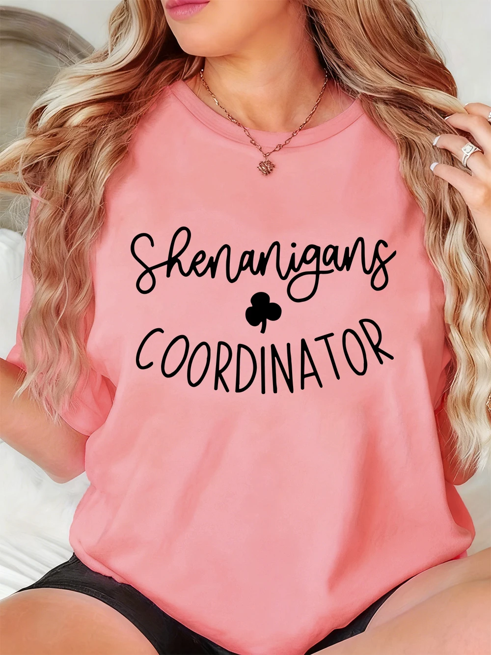 Shenanigans Coordinator Blackprints T-Shirts für Damen, lässige, weiche T-Shirts, einfache, lockere Kurzarm-Tops, Sommerkleidung mit O-Ausschnitt