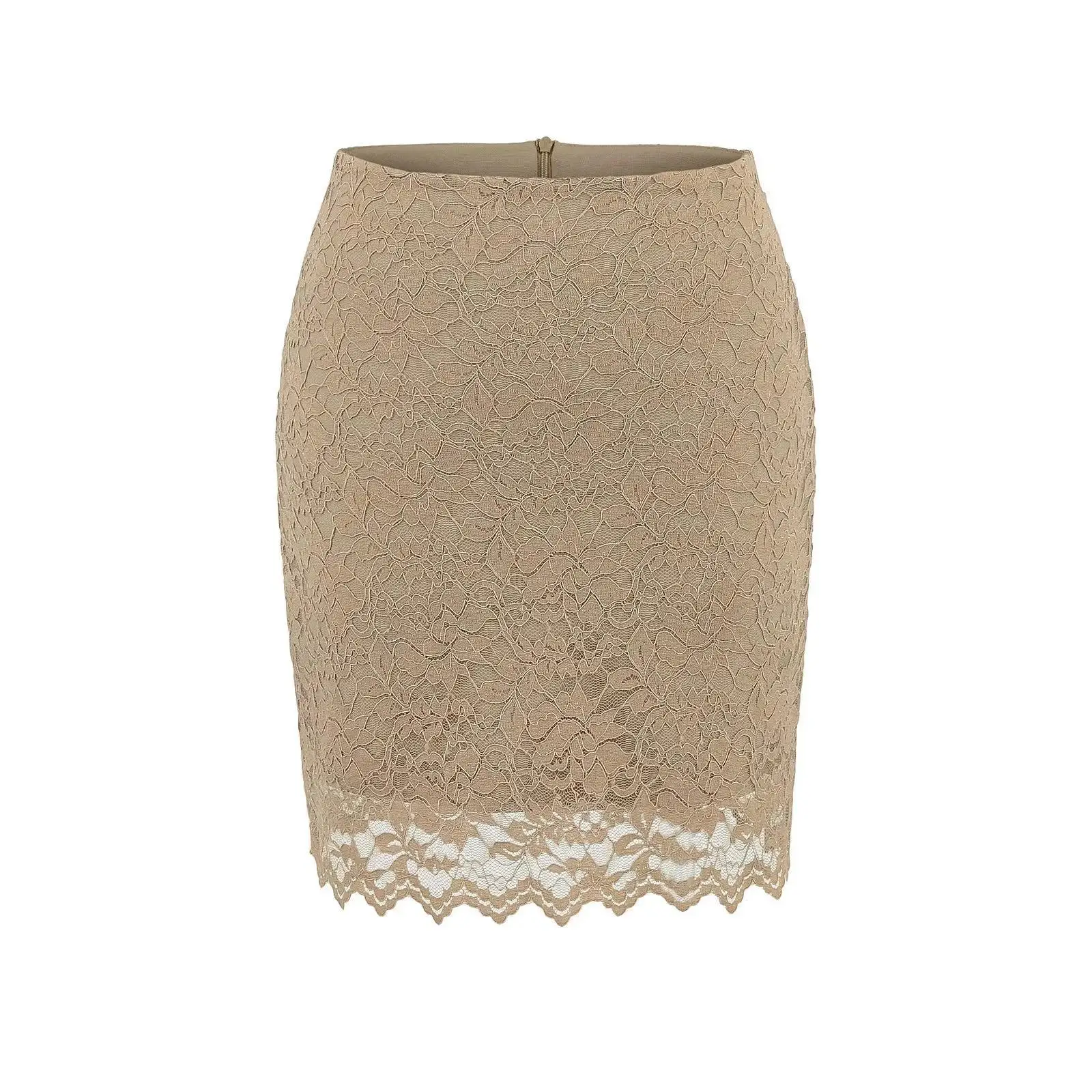 Zomer hoge taille kanten rokken dames slanke rits 4 kleuren minirok outfit elegant