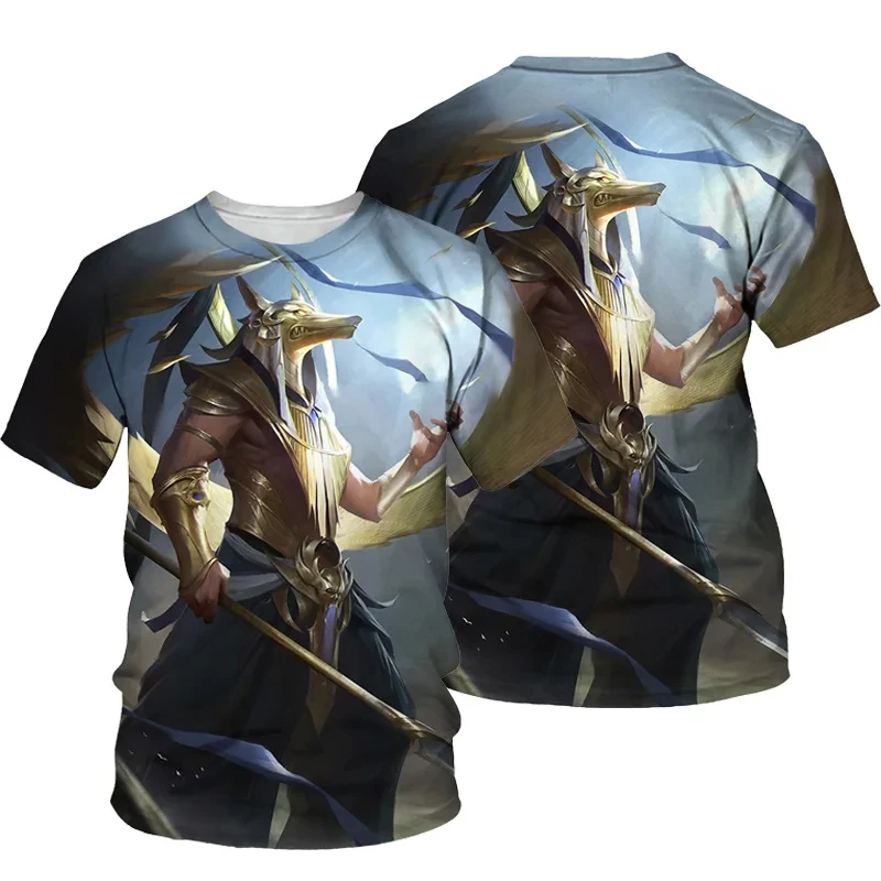 New Fashion Summer Men's T-shirt 3D Printed Anubis Print Ancient Egypt Vintage Style Short Sleeve Breathable Crewneck Oversized