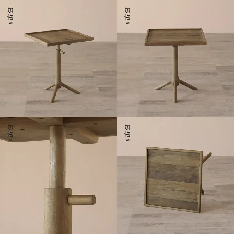For Japanese Style Antique Replica Old Wood Coffee Table  Lift Lower Small Square urniture Solid Wood Living