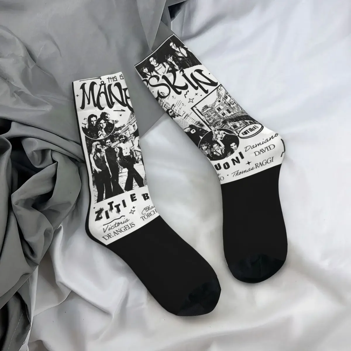 MANESKIN Socks Modern Stockings Autumn Anti Skid Women Men Socks Medium Soft Printed Outdoor Socks