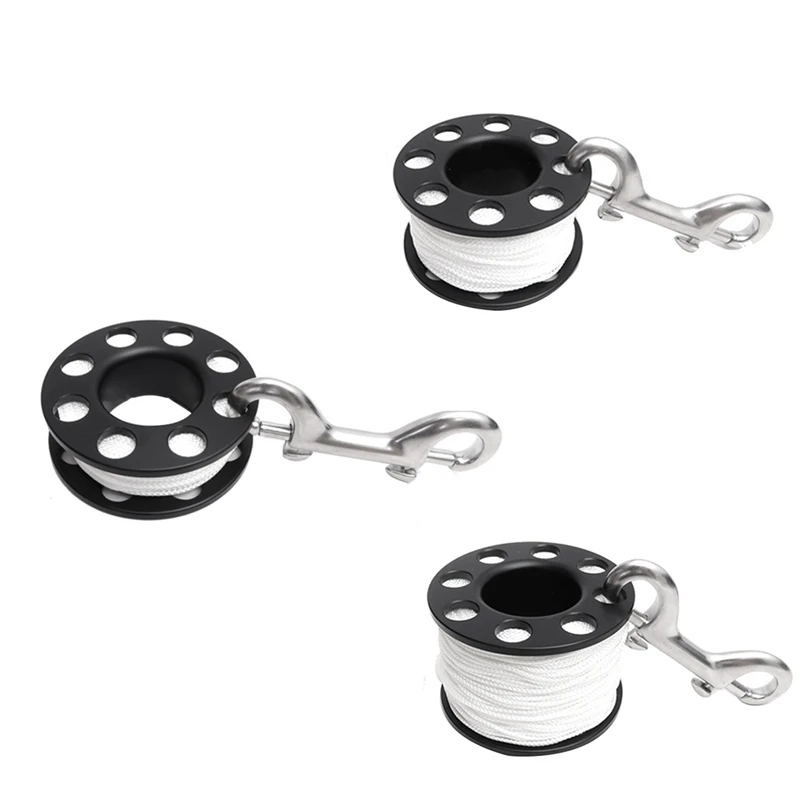 Scuba Diving Spool Finger Reel, Aço Inoxidável, Double Ended Hook, Equipamento SMB, Cave Dive