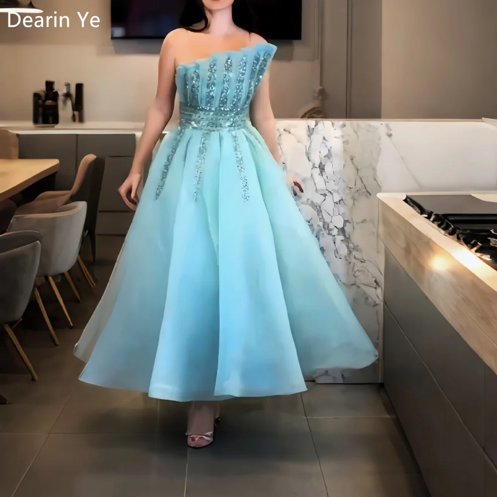 

Customized Saudi Arabia Evening Dress Dearin Strapless A-line Ankle Length Skirts Tulle Bespoke Occasion Dresses Prom Formal Gow