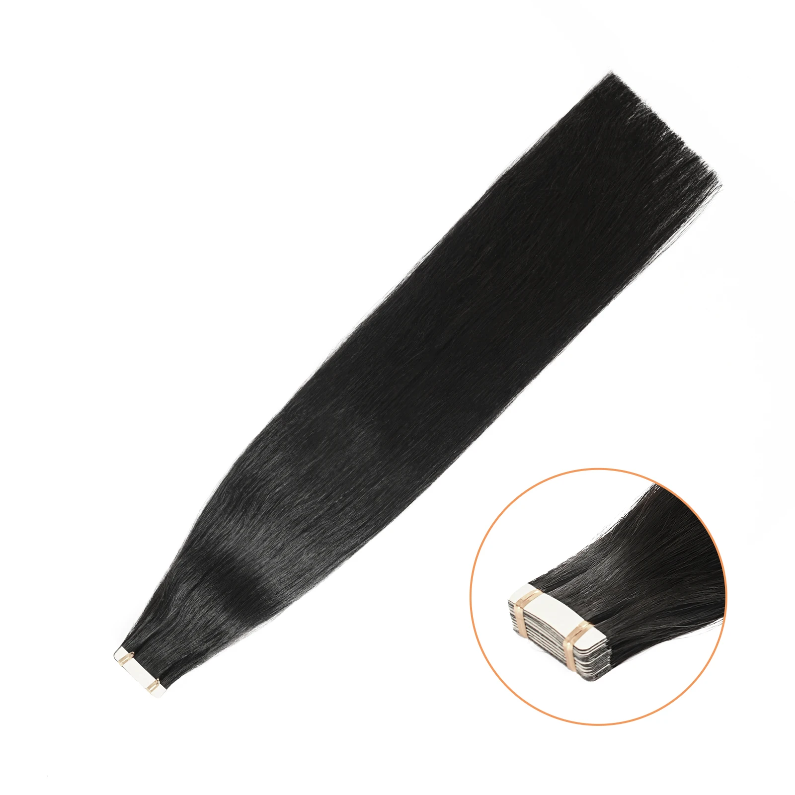 Powcign 12A Лента для наращивания волос, человеческие волосы яки, прямые настоящие натуральные невидимые волосы, уток кожи, прямые бесшовные волосы, 20 шт.