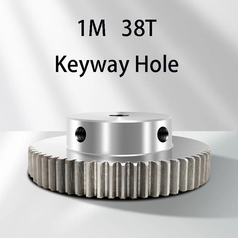 1Pcs 1M 38T Pinion Spur Gear Stainless Steel Bore 8mm 10mm 12mm14mm  Transmission  Pinion Keyway Hole Accessories for Motor Part