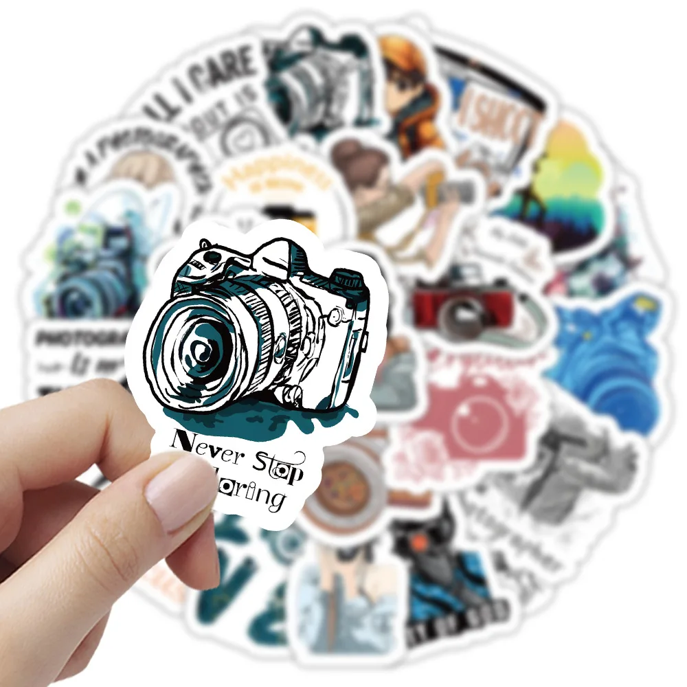 10/54 pçs fotografia hobbies dos desenhos animados adesivos câmera graffiti diy decoração portátil telefone guitarra bicicleta fotógrafo decalques brinquedos