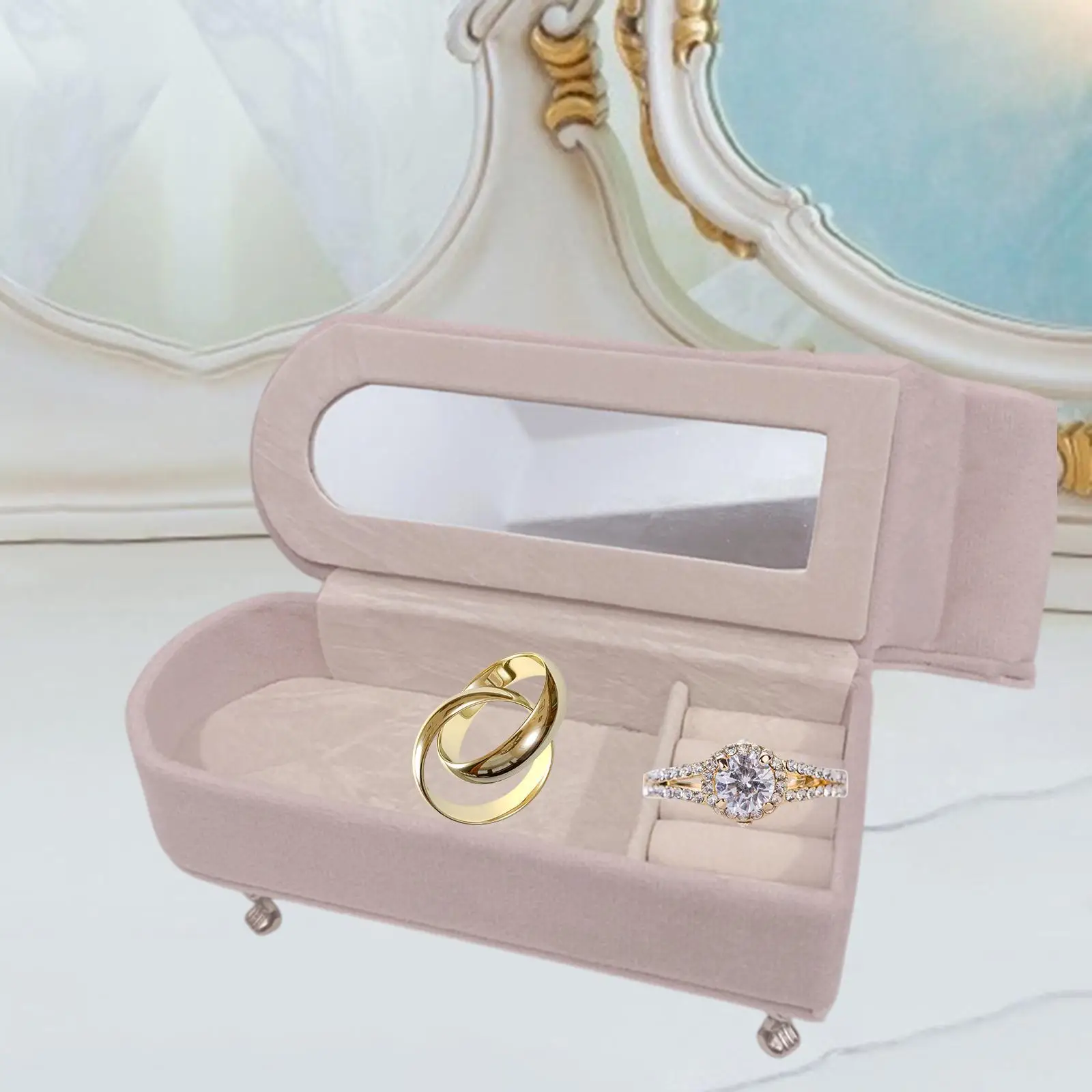 Caixa de jóias sofá casa de bonecas sofá elegante viagem caixa de jóias organizador para